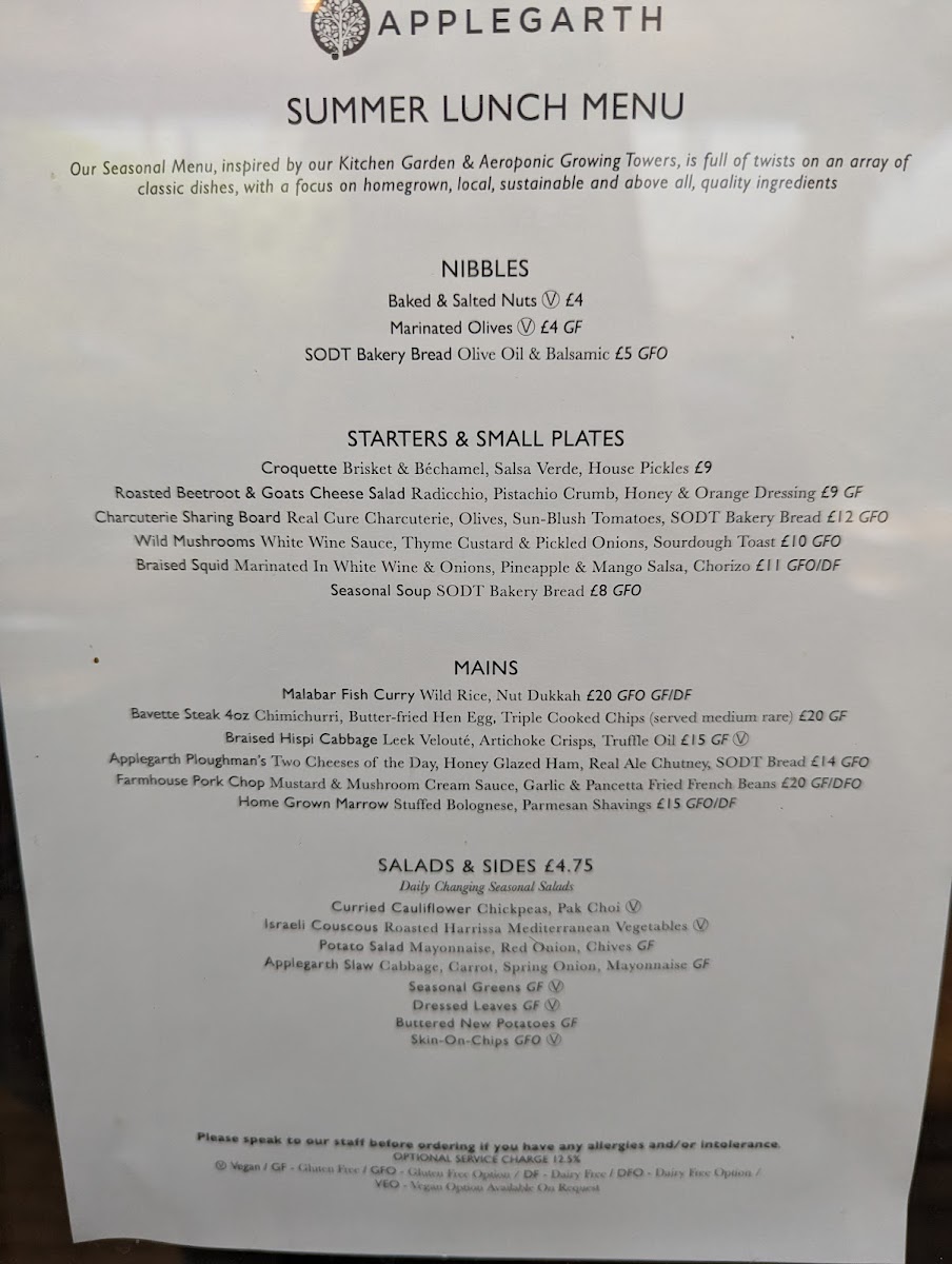 Menu - Applegarth Farm photo 1