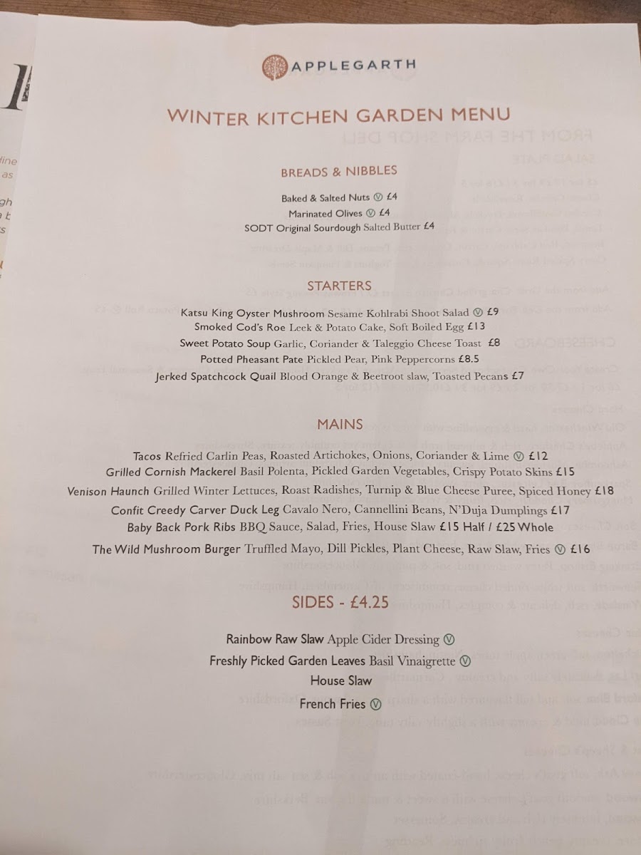 Menu - Applegarth Farm photo 6